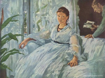  Edouard Canvas - Reading Mme Manet and Leon Realism Impressionism Edouard Manet